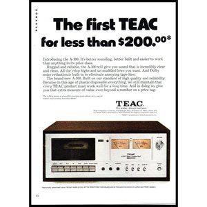 1976 TEAC A-100 Cassette Tape Deck Vintage Print Ad Audiophile Stereo Wall Art